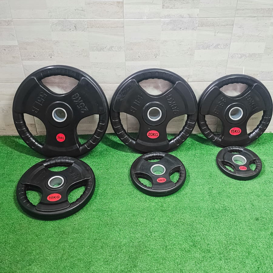Discos De Caucho Olímpicos Engomados De 3 Agarres – Discos Para Barra Olímpica Gimnasio