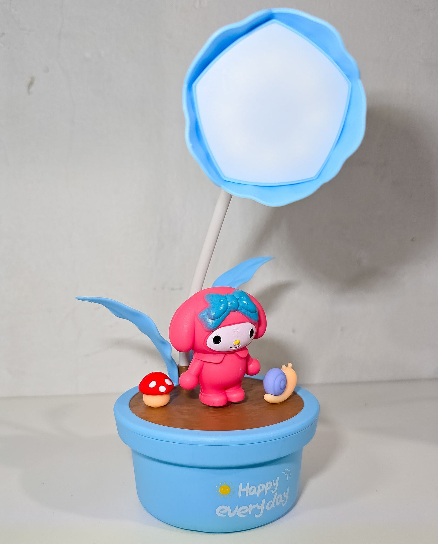 Lámpara Decorativa De Maceta Con Figura Kawaii Y Mini Paisaje – LED Recargable Con Brazo Flexible De Flor