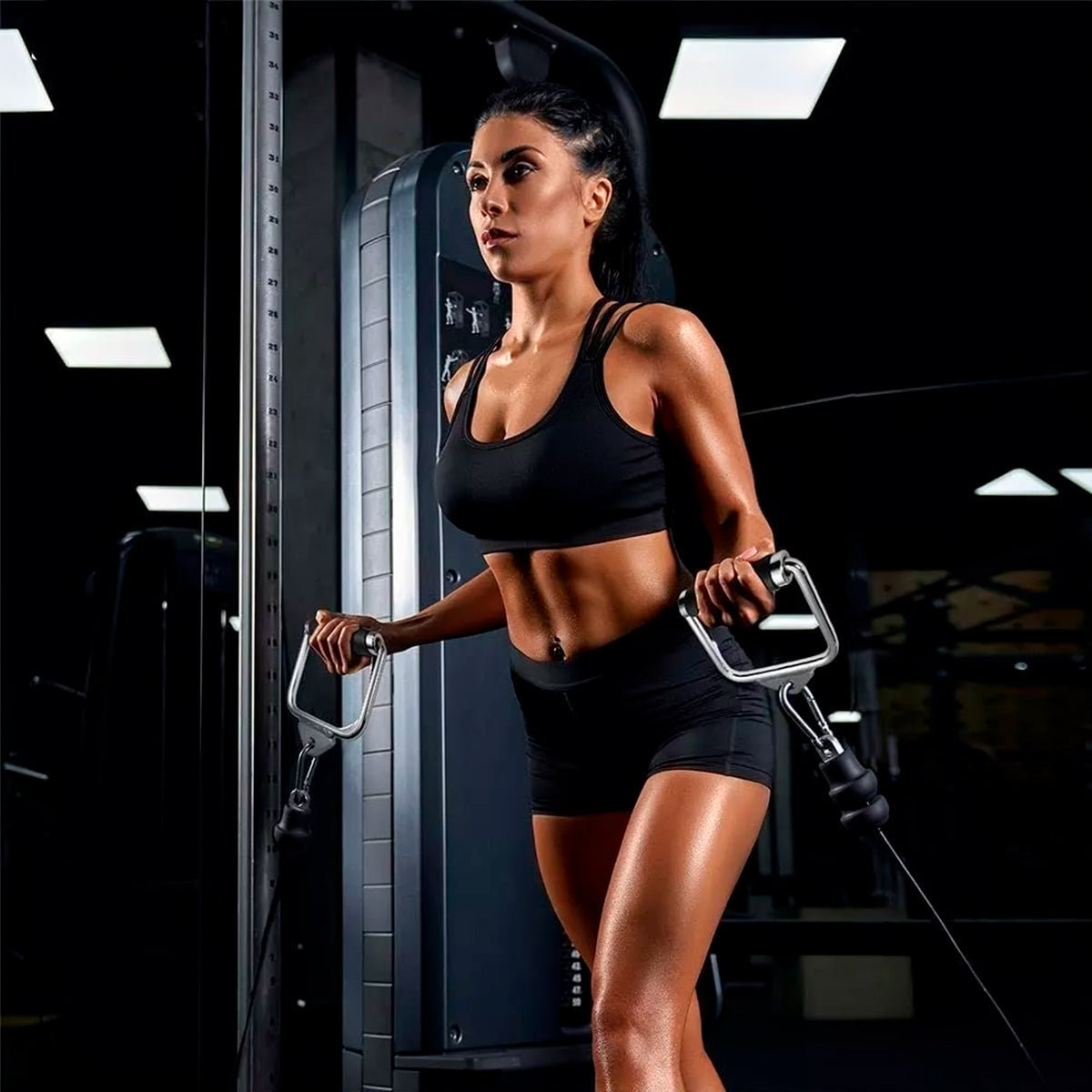 Acople Agarre De Polea En D – Mango Individual De Acero Con Empuñadura Antideslizante Para Entrenamiento De Fuerza