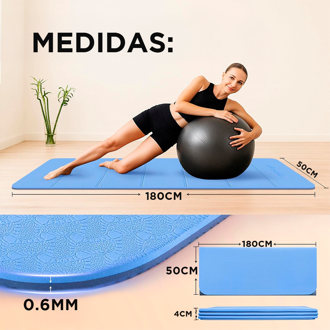 Alfombra De Yoga Plegable 6 Mm – Tapete De Ejercicio Compacto Para Pilates, Meditación Y Fitness