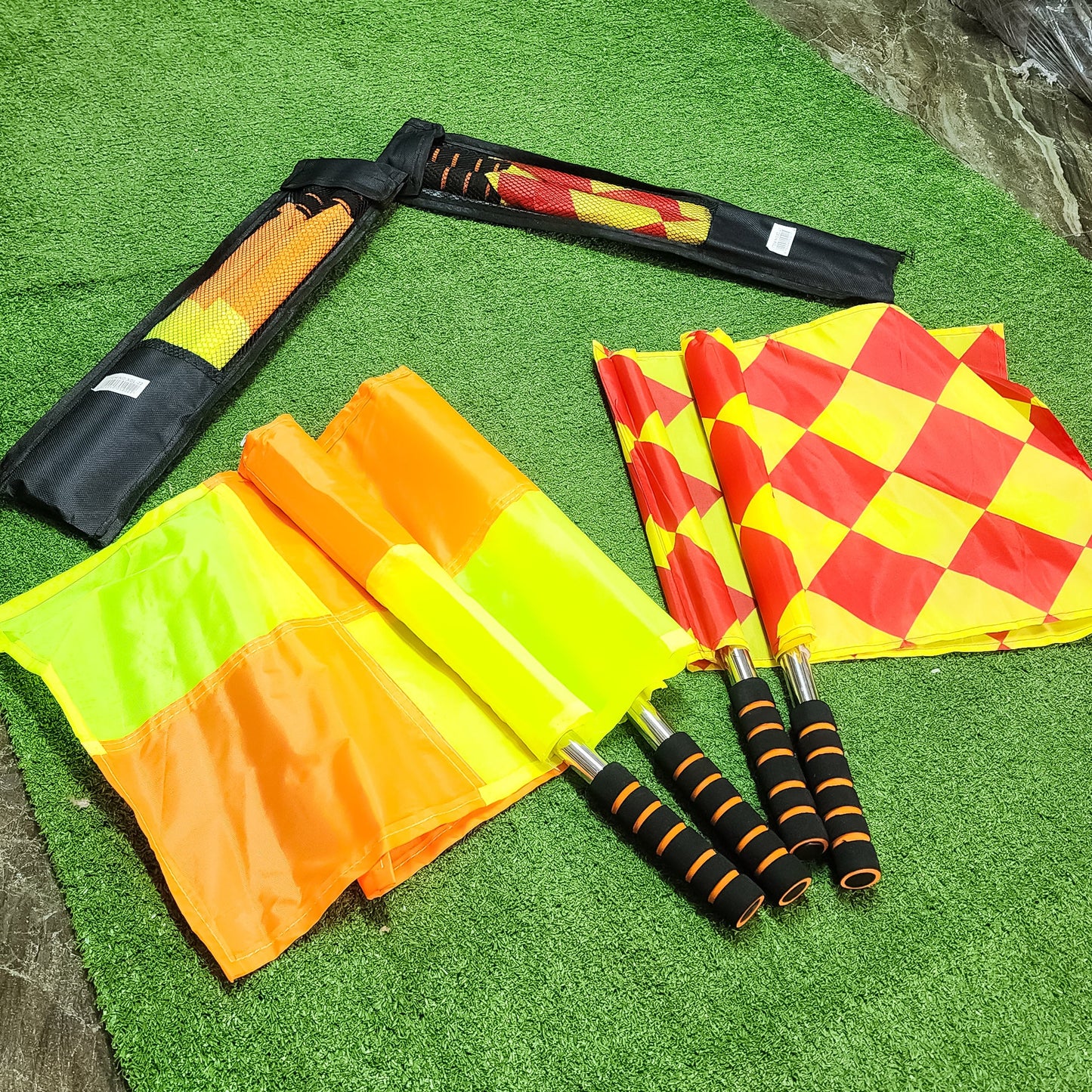 Banderín De Árbitro Para Fútbol – Juego De Banderas Deportivas Con Mango Antideslizante Y Funda Portátil