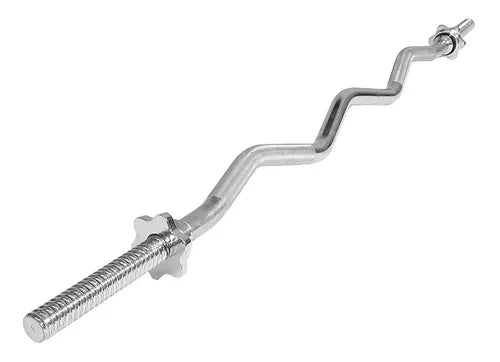 Barra Z 120cm Para Pesas – Rosca De 1 Pulgada Con Seguros Metálicos Tipo Mancuerna Estandar