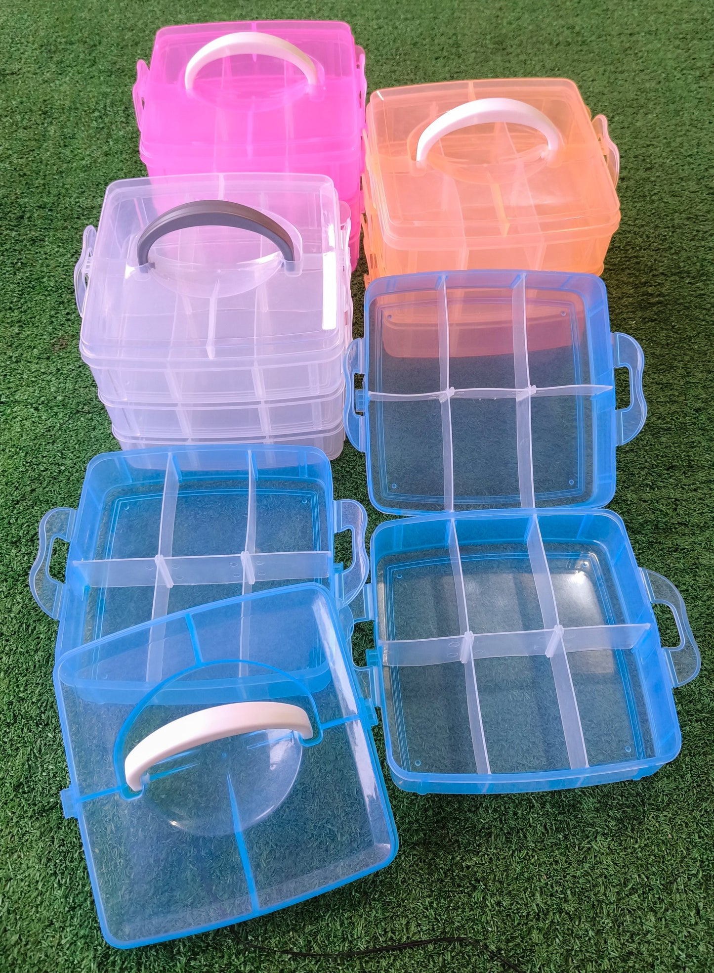Caja Organizadora Plástica De 3 Niveles Con 18 Compartimentos – Compacta, Apilable Y Portátil