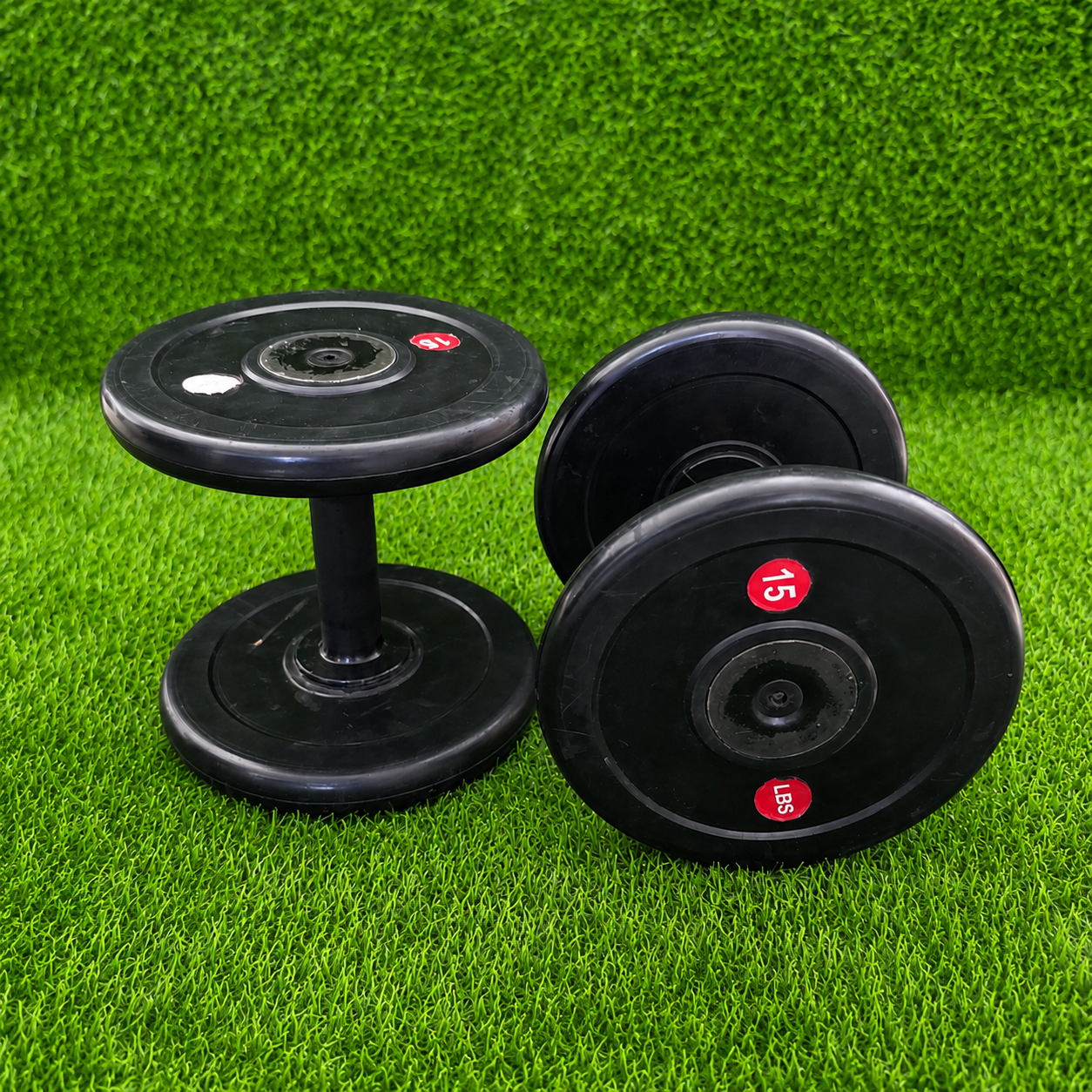 Mancuernas Fijas De Caucho 15lb El Par – Peso Libre Recubierto Para Entrenamiento De Fuerza En Casa