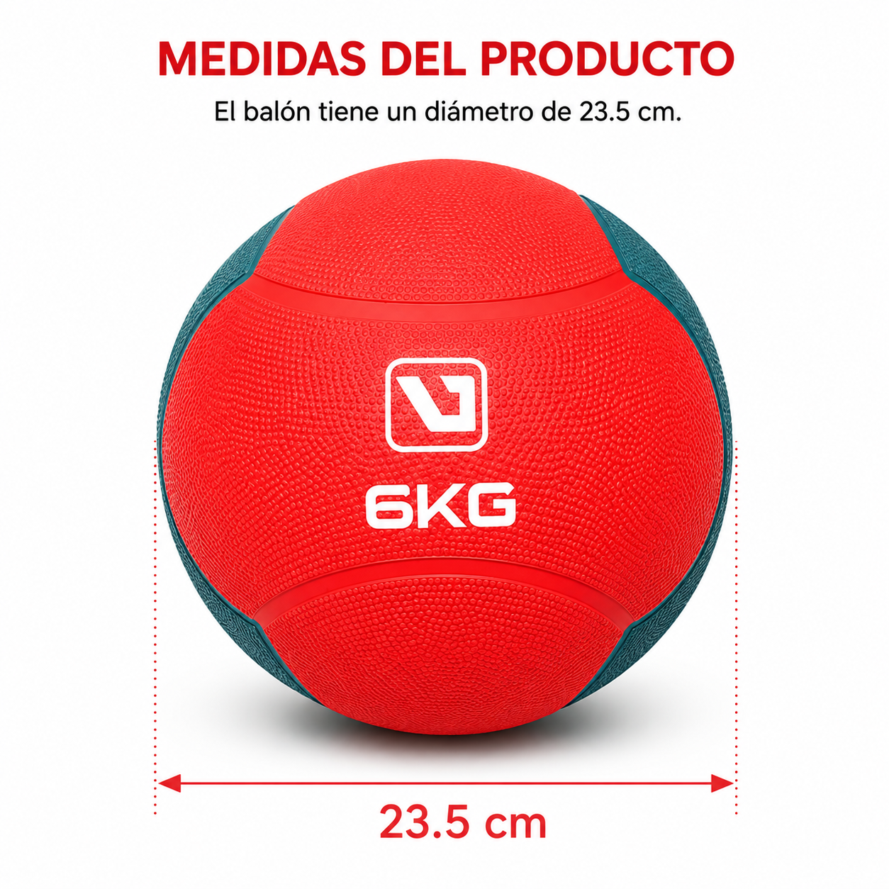 Pelota Medicinal LiveUp 6kg – Balón De Goma Antideslizante Para Entrenamiento De Fuerza Y Potencia
