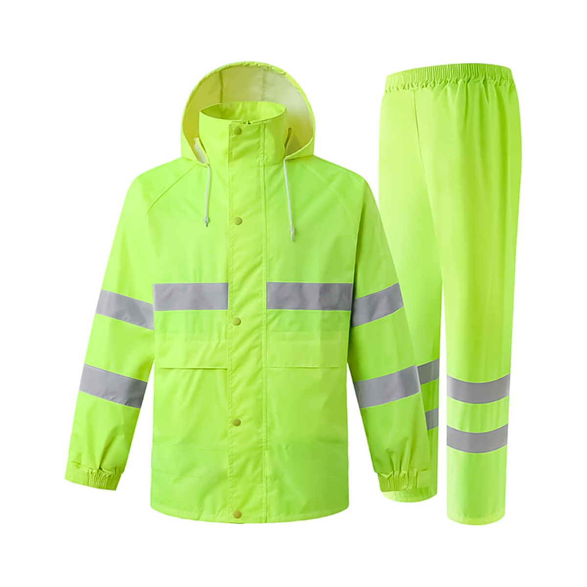 Traje de Lluvia Alta Visibilidad – Chaqueta y Pantalón Reflectante