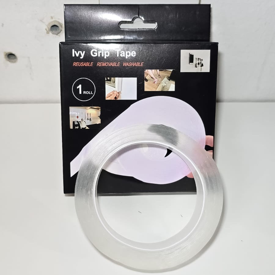Cinta Mágica Adhesiva Doble Faz 3 Metros – Transparente Lavable Reutilizable Para Superficies Lisos Y Multiuso