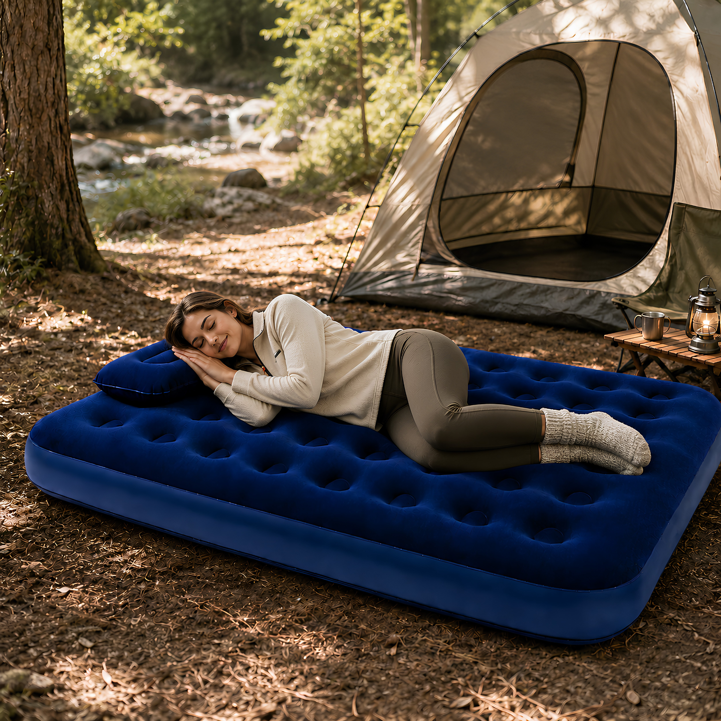 Colchón Inflable Bestway 12200 2 Plazas con Inflador y 2 Almohadas – Cama Extra Lista en Minutos