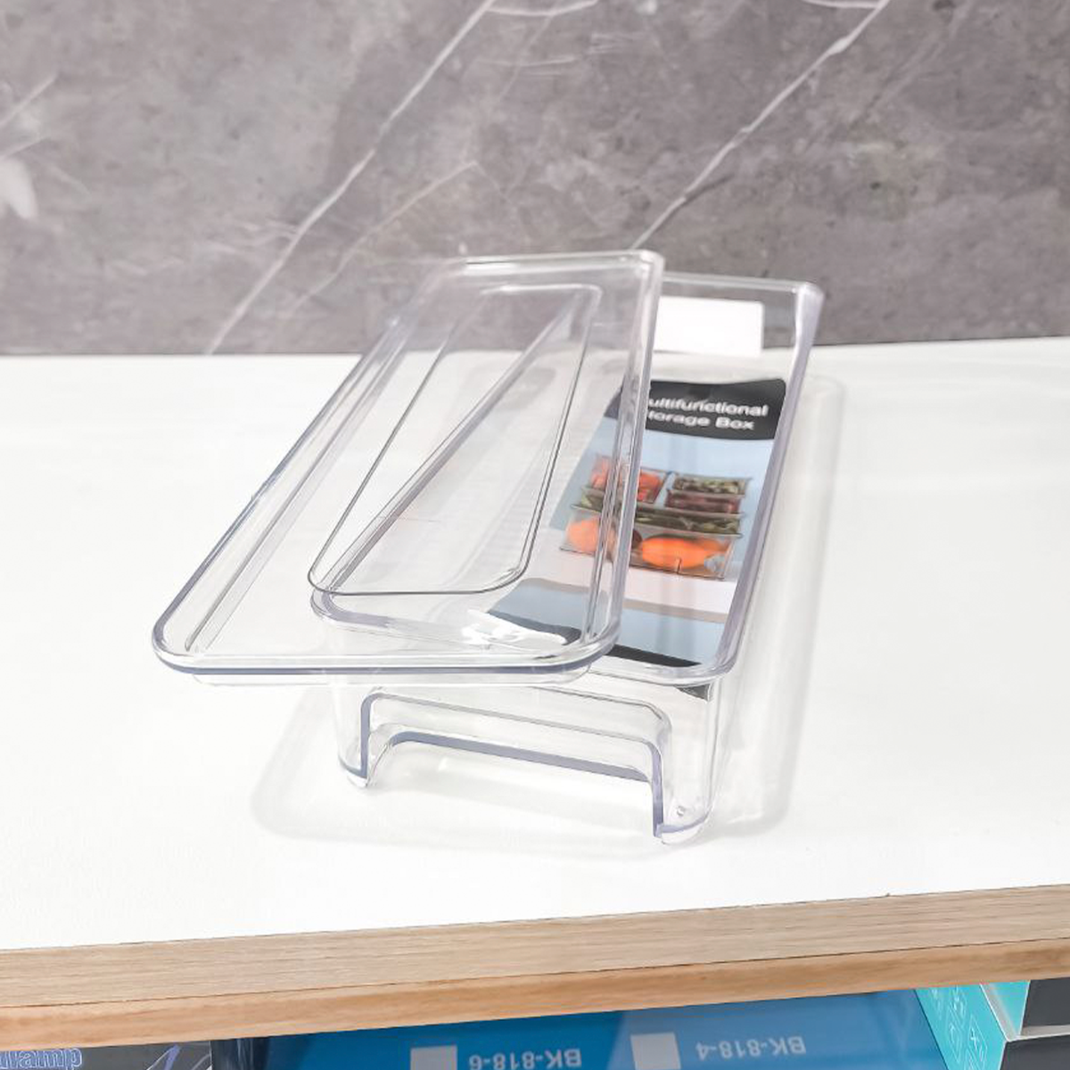 Contenedor Organizador Largo Y Bajo Acrílico Transparente – Apilable Para Cajones De Cocina, Baño, Oficina Y Repisas Del Refrigerador