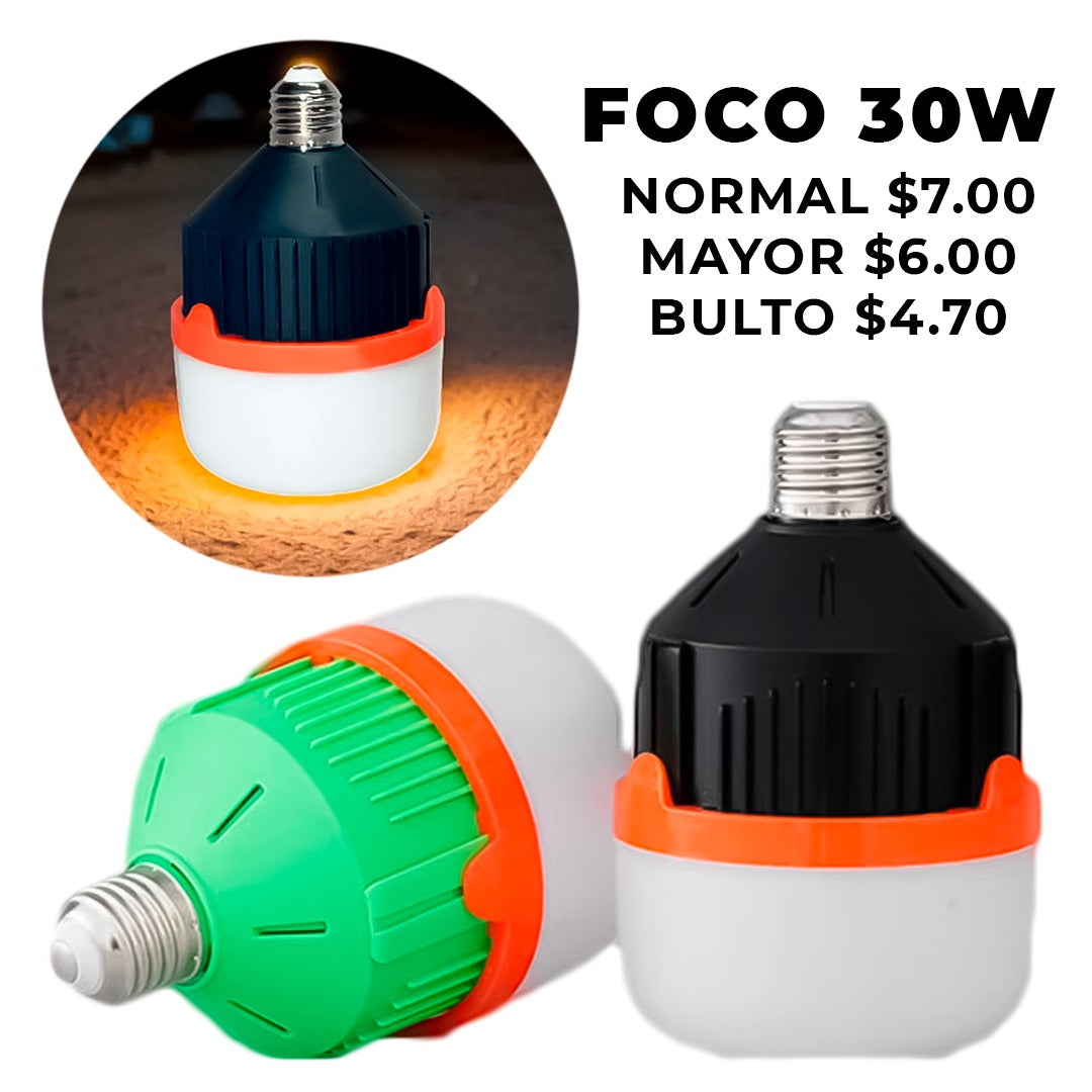Foco / Bombillo Led Recargable De Alta Potencia 9w - 15w - 30w – Luz Portátil De Emergencia
