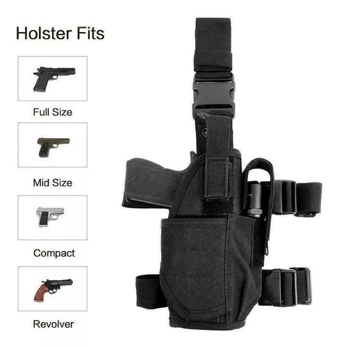 Funda Táctica De Pierna Para Pistola – Soporte Militar Y Policial Ajustable Para Armas Compactas Y Grandes