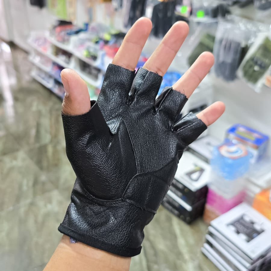 Guantes Moto Medio Dedo Antideslizantes Protección – Cuero Sintético Con Refuerzo En Nudillos Para Conducción Segura