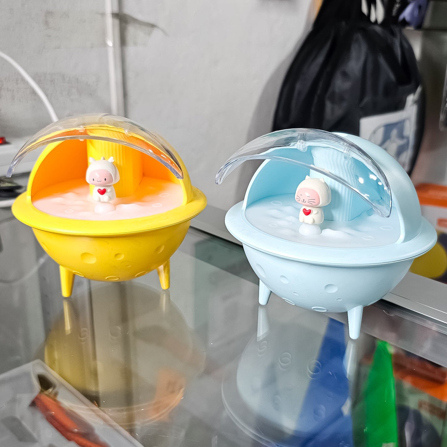 Humidificador Kawaii Astronauta Luna Con Luz LED – Difusor De Aromaterapia Con Apagado Automático Y Tanque Desmontable