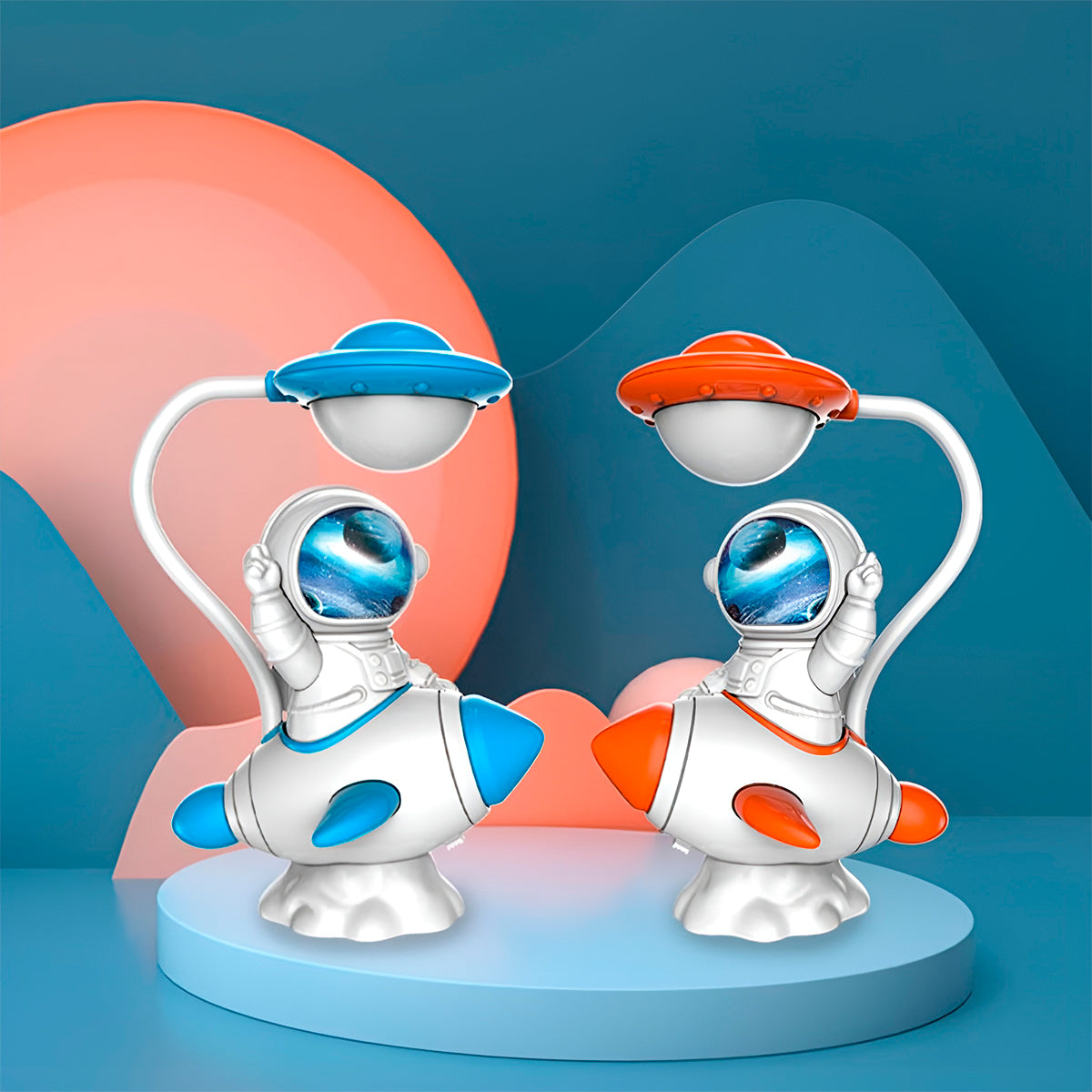 Lámpara Led Recargable Con Diseño De Astronauta En Cohete – Modelo Infantil De Escritorio Con Brazo Flexible Y Luz Cálida O Blanca