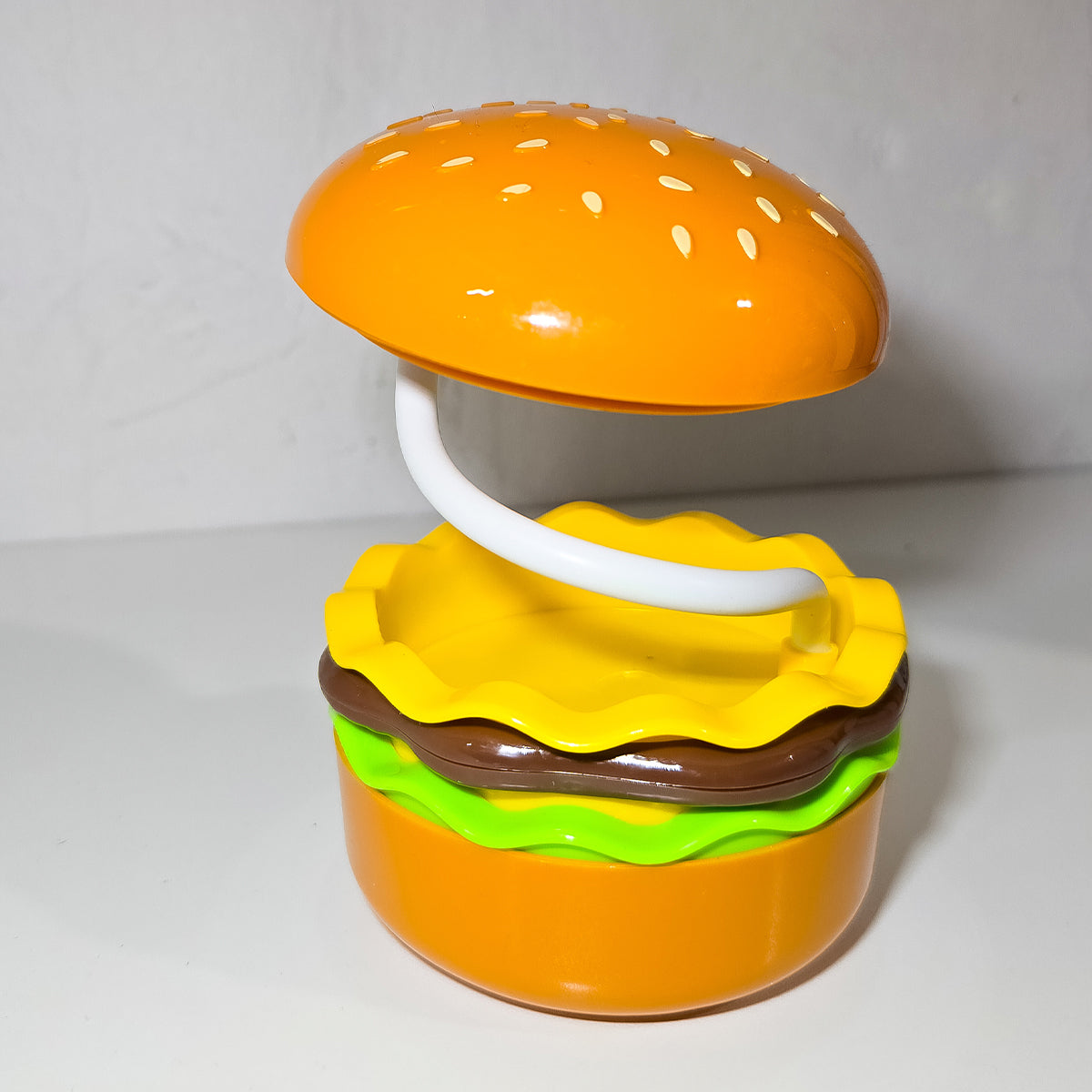 Lámpara Led Recargable De Escritorio Con Diseño De Hamburguesa – Luz Blanca Cálida Con Brazo Flexible Y Botón Táctil