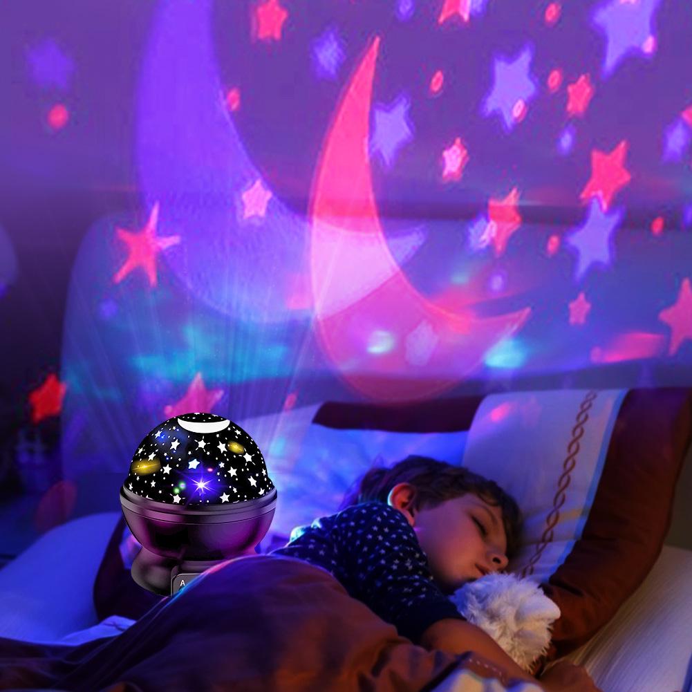 Lámpara Proyector De Estrellas Y Galaxia Infantil – Led Giratoria Con Alimentación Usb O Pilas, Ideal Para Dormitorio De Niños