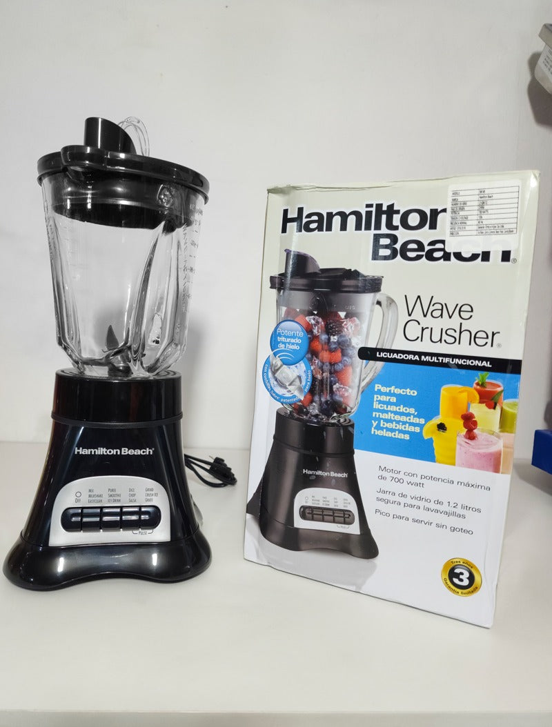 Licuadora Hamilton Beach 58165 Wave Crusher – 12 Funciones, Vaso De Vidrio 1.2 L, 700W Y Cuchillas Ice Sabre®