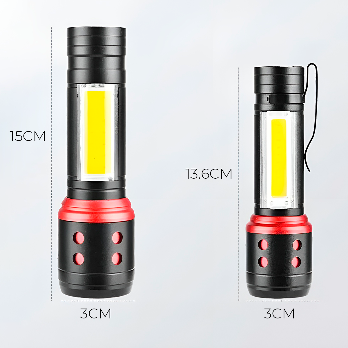 Linterna Led Recargable Multifunción – Luz Frontal Con Zoom Y Luz Lateral De Alta Intensidad