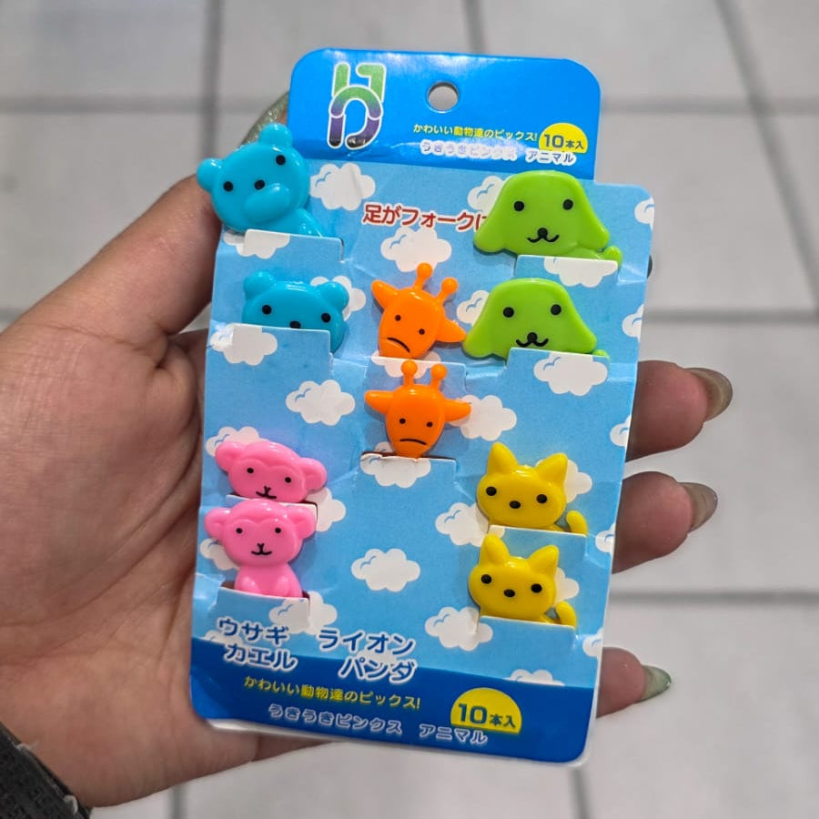 Mini Tenedores De Fruta Kawaii Diseño De Animales – 10 Piezas Reutilizables Para Loncheras Y Fiestas
