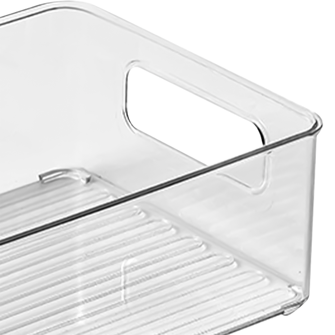 Contenedor Organizador Acrílico Transparente Con Asas – Rectangular Abierto Para Refrigerador, Cajones, Despensa Y Baño