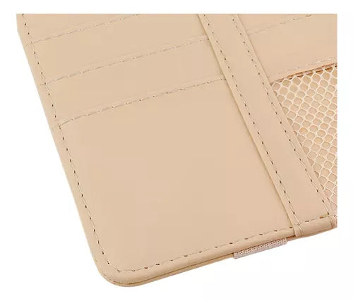 Organizador Visera Auto Bolsa Bolsillo – Soporte De Piel Sintética Para Documentos, Gafas Y Accesorios De Coche