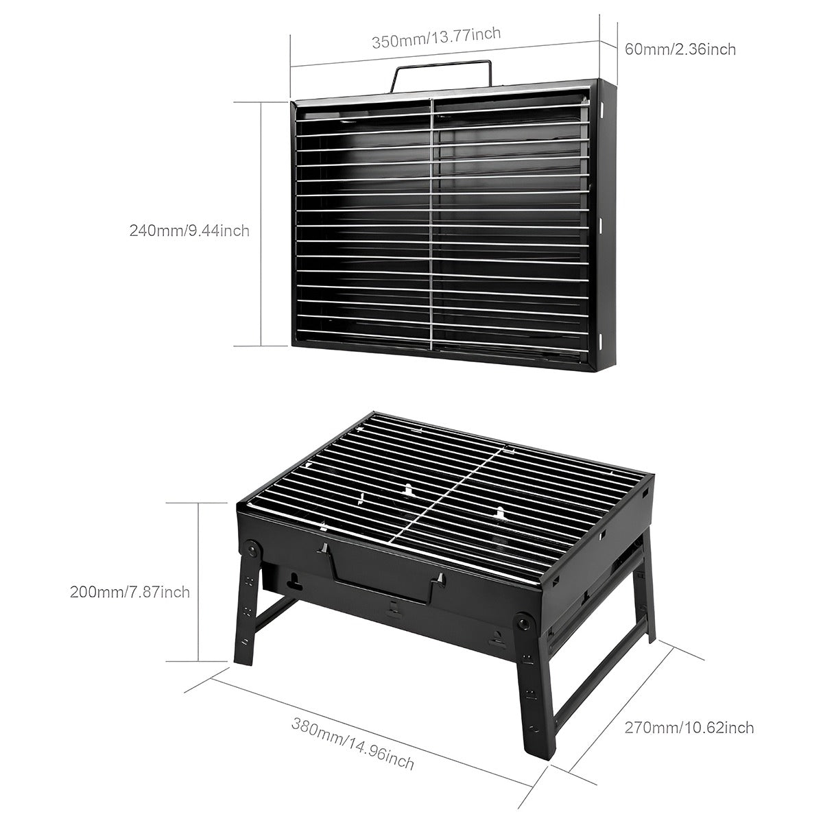 Mini Parrilla Carbón Portátil Plegable Camping – Acero Inoxidable Ideal Para Asados Al Aire Libre