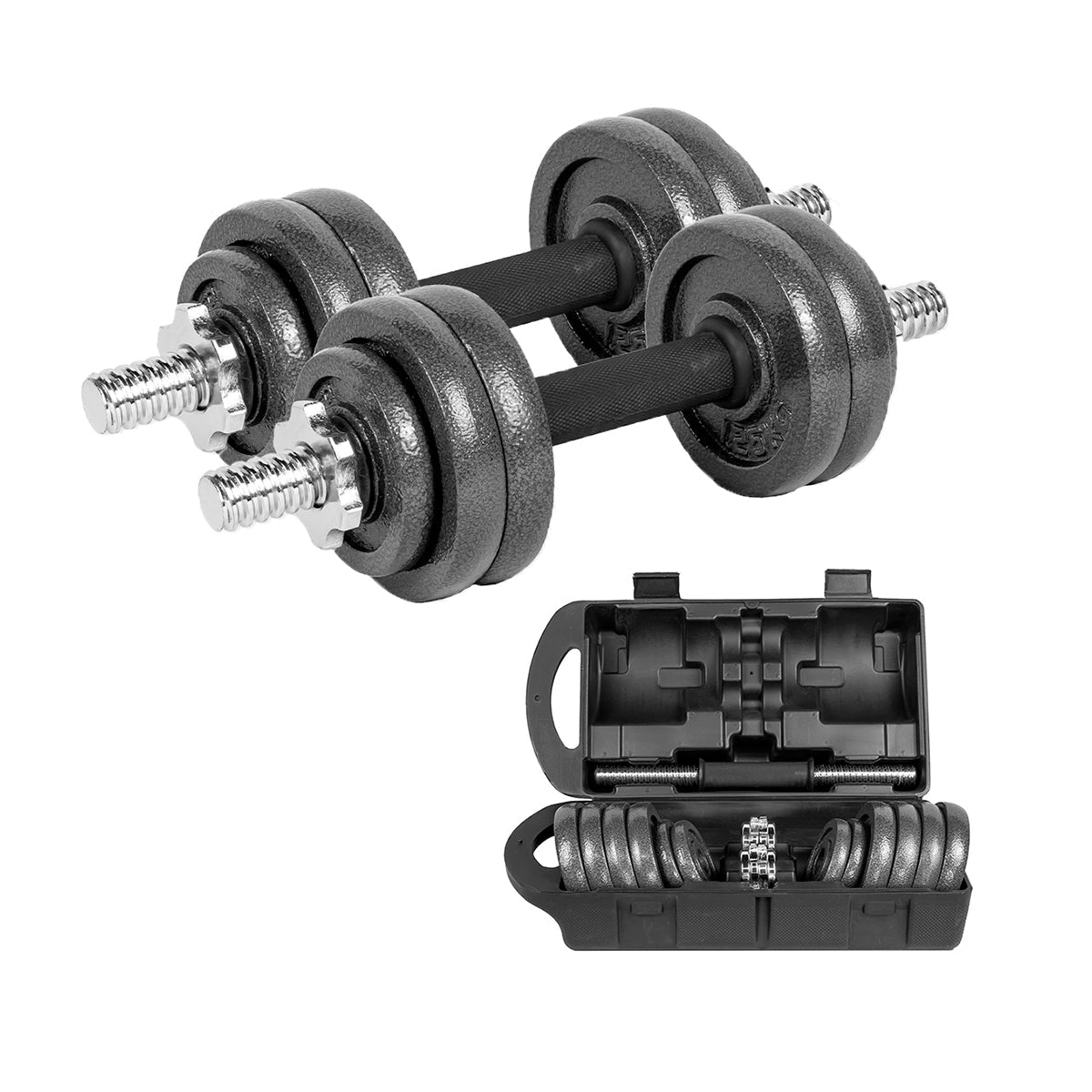 Mancuernas Regulables 15Kg Con Maletín – Set De Pesas Ajustables Con Tuerca De Seguridad Para Entrenamiento De Fuerza En Casa