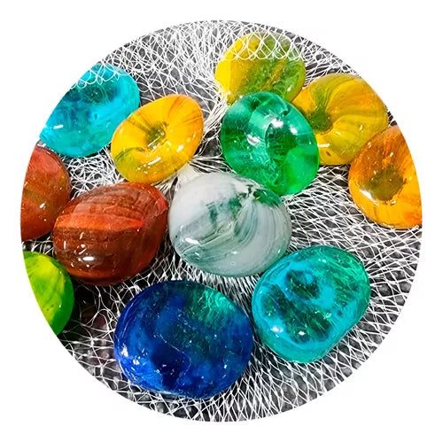 Piedras de Cristal Decorativas para Jardín y Hogar 593-32 – Diseño Multicolor con Efecto Marmoleado para Jarrones, Caminos y Acuarios