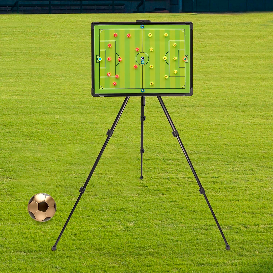 Pizarra Táctica Magnética Para Fútbol Con Trípode – Superficie Magnética A Todo Color, Fichas De Jugadores y Bolsa Transportadora