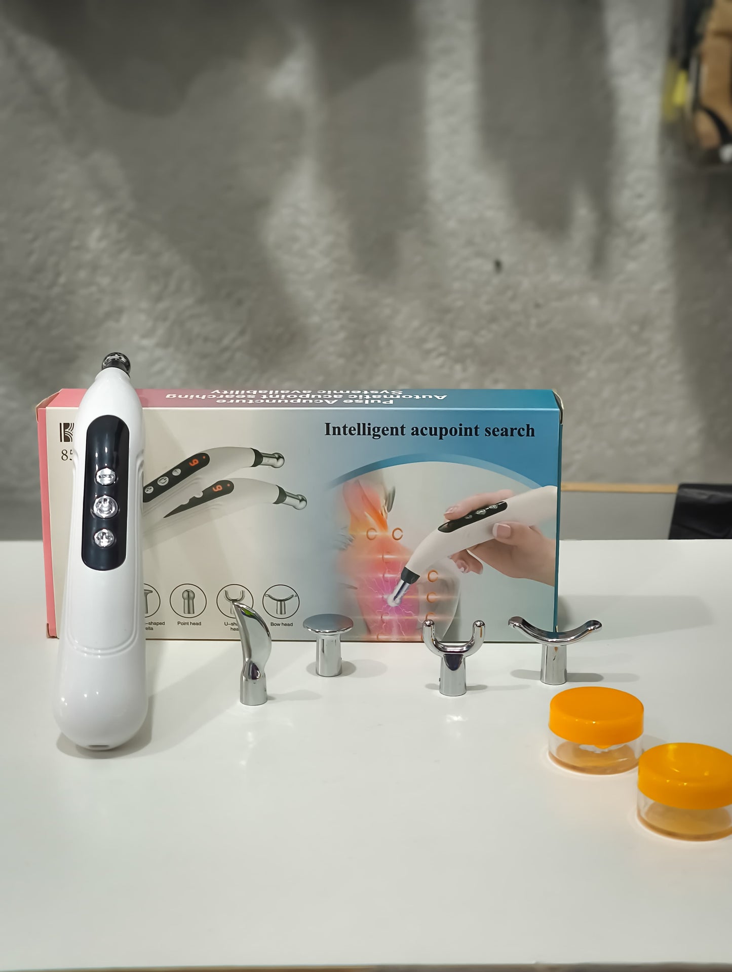 Pluma Lápiz De Masaje De Acupuntura Electrónica 5 En 1 – Terapia Bioeléctrica Recargable Con 5 Cabezales Intercambiables
