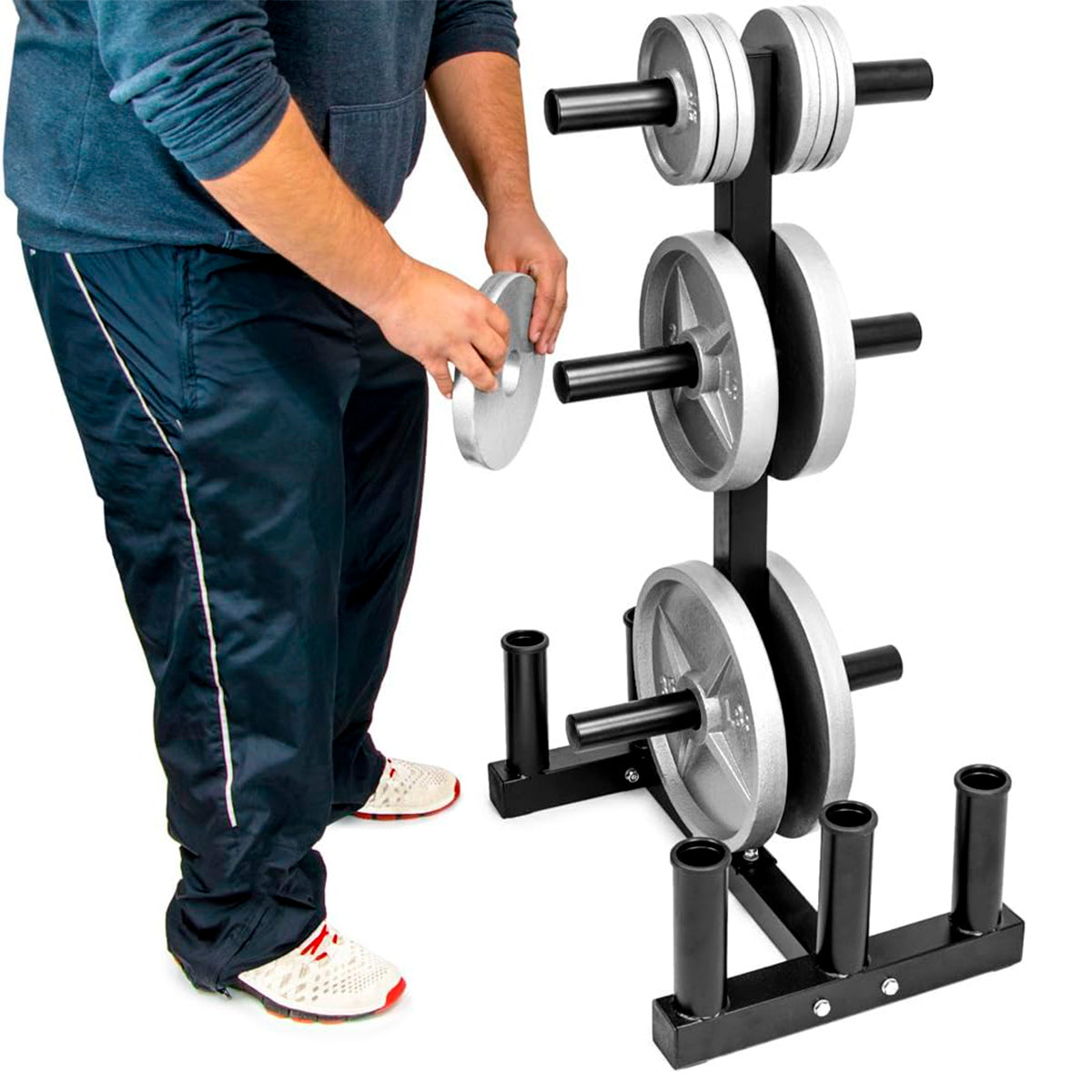 Rack Porta Pesas Olímpico – Soporte Metálico Para Discos Y Barras Con Capacidad De 300 Kg