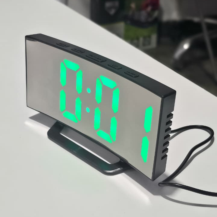 Reloj Digital LED Tipo Espejo Con Pantalla Grande – Alarma, Termómetro Y Hora En Formato 12/24h