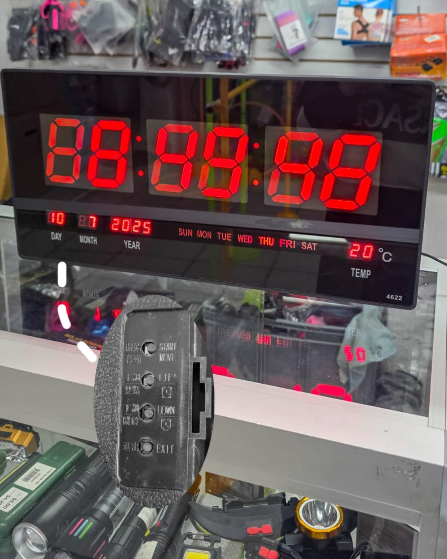 Reloj Digital LED De Pared O Mesa Con Fecha, Día Y Temperatura – Pantalla Grande Para Oficina O Negocio