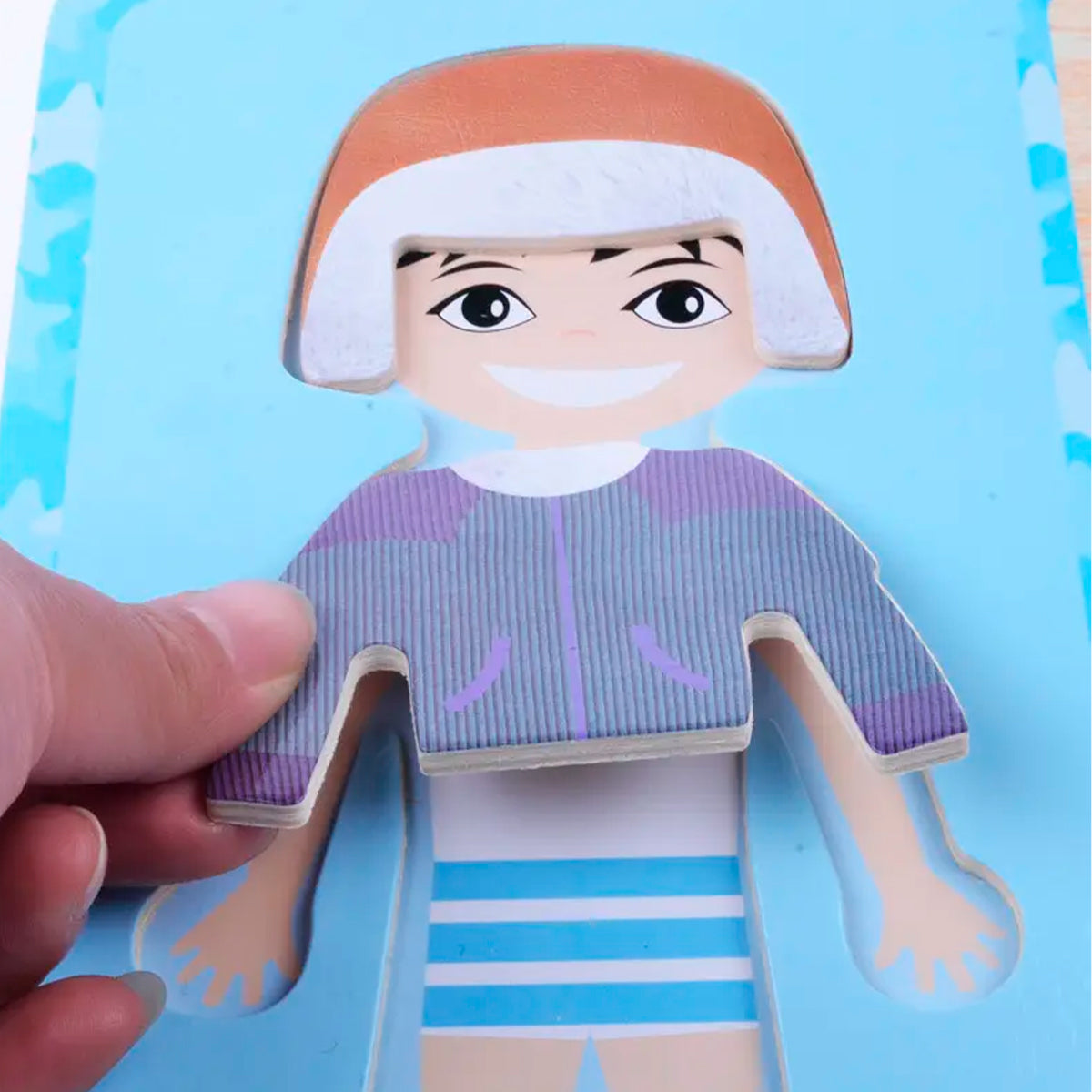 Rompecabezas Cambio De Ropa Niño En Madera – Juego Educativo Infantil Con Piezas Intercambiables