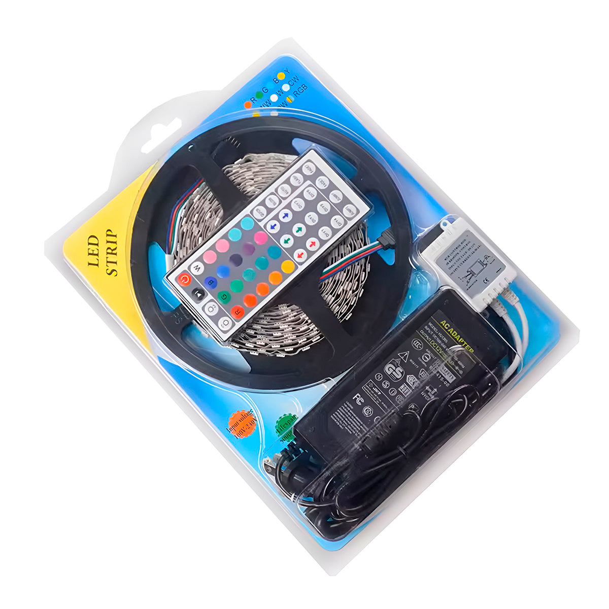 Tira Led 5050 Rgb 5m Con Control Remoto Y Fuente De Poder Incluida