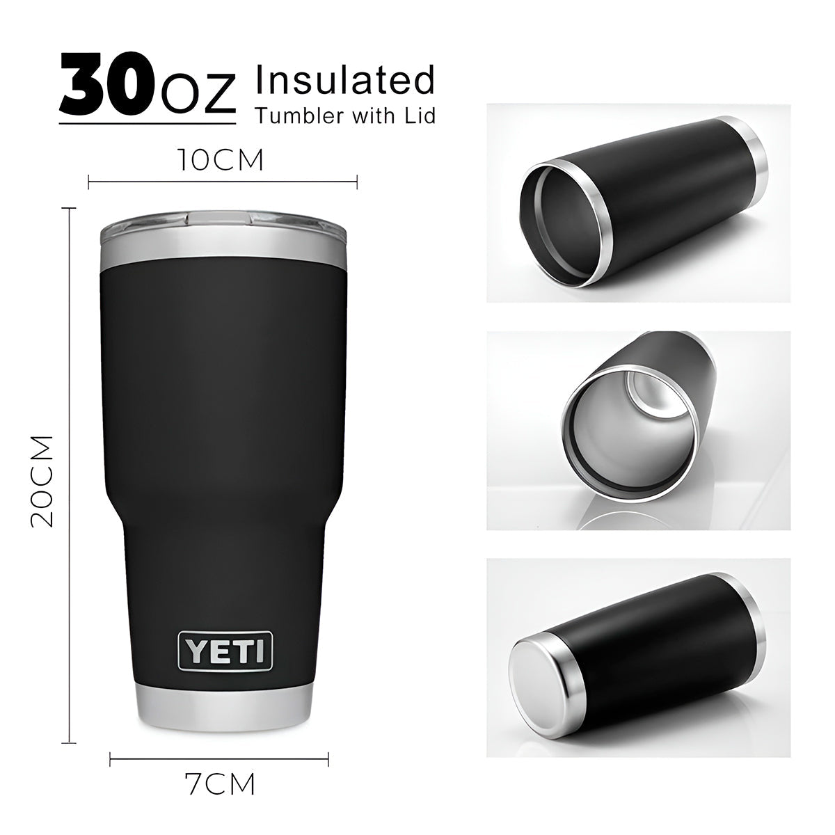 Vaso Yeti Térmico Acero Inoxidable Para Carro Con Tapa De Viaje 30 Oz – Mantén Tus Bebidas Calientes O Frías