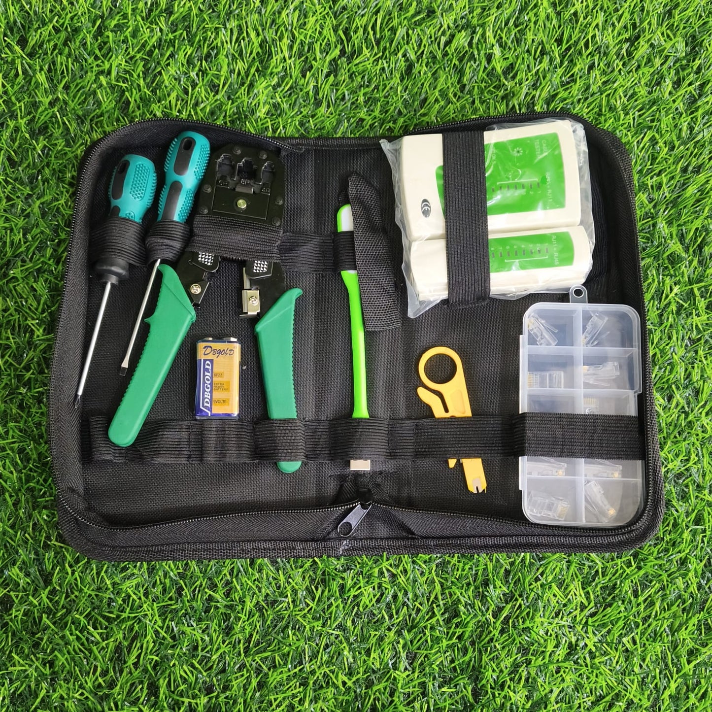Kit Ponchador De Herramientas De Red 8 En 1 – Crimpadora, Probador Y Accesorios Para RJ45 Y RJ11