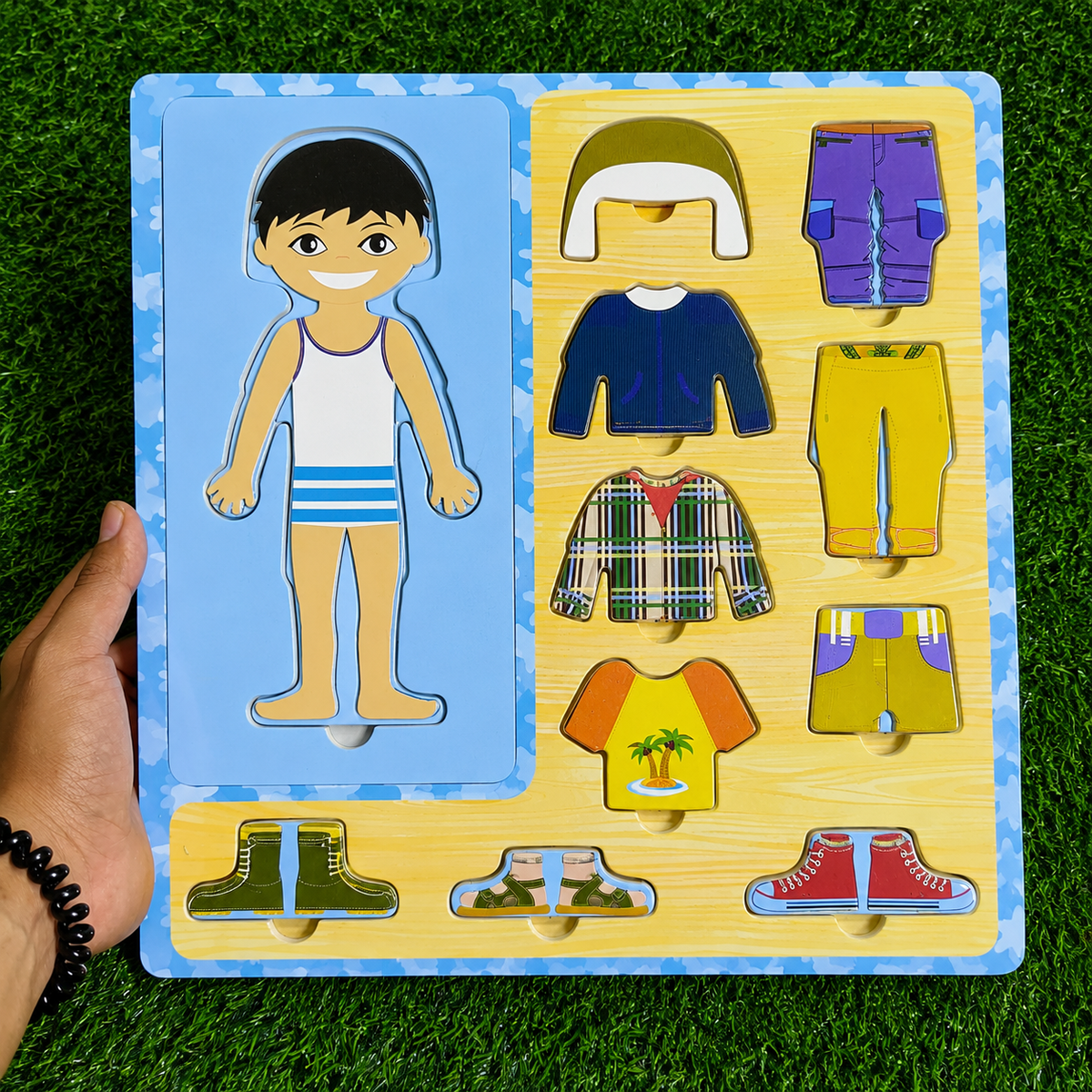 Rompecabezas De Madera Para Vestir Con Piezas Intercambiables – Juego Educativo Infantil De Combinar Ropa
