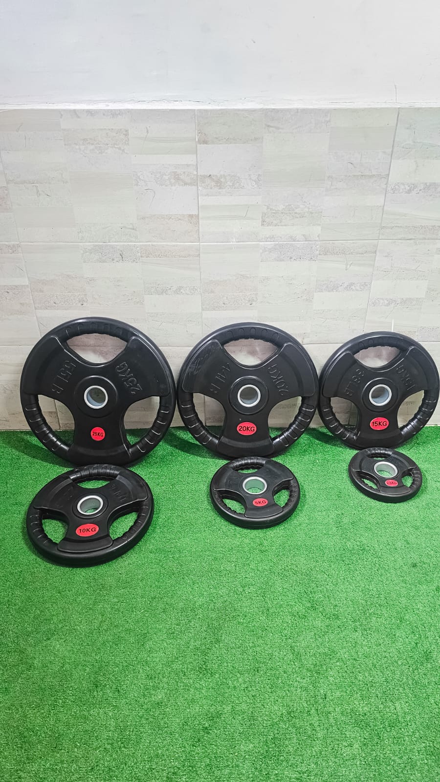 Discos De Caucho Olímpicos Engomados De 3 Agarres – Discos Para Barra Olímpica Gimnasio