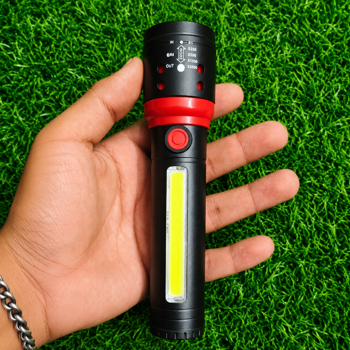 Linterna LED Tubular Recargable Compacta Con Zoom – Luz Frontal Y Lateral Para Camping Y Uso Diario