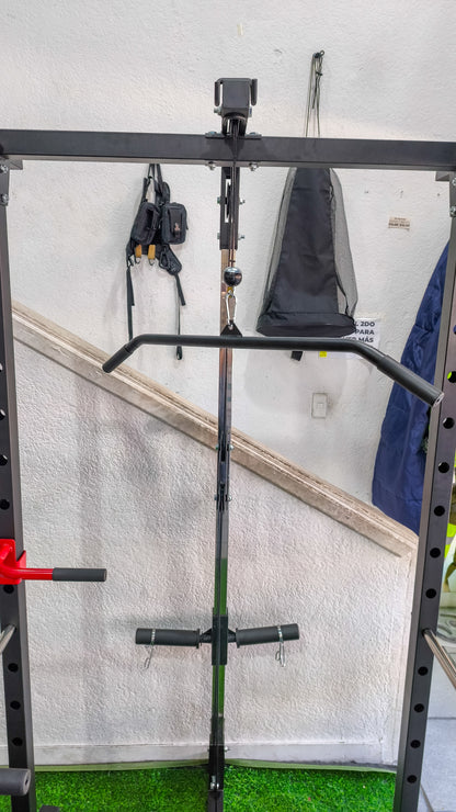 Jaula Rack Multifunción Con Polea Alta Y Baja, Dominadas Y Fondos – Estación Multifuncional De Entrenamiento Gym