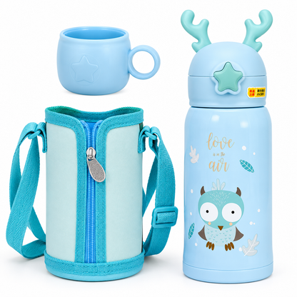 Termo Infantil 500ml De Acero Inoxidable Con Sorbete – Botella Térmica Con Bolso Y Correa