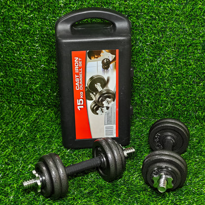 Mancuernas Regulables 15Kg Con Maletín – Set De Pesas Ajustables Con Tuerca De Seguridad Para Entrenamiento De Fuerza En Casa