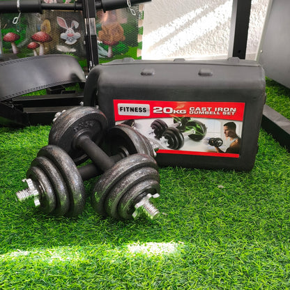 Mancuernas Regulables 20Kg Con Maletín – Set De Pesas Ajustables Con Tuerca De Seguridad Para Entrenamiento De Fuerza En Casa