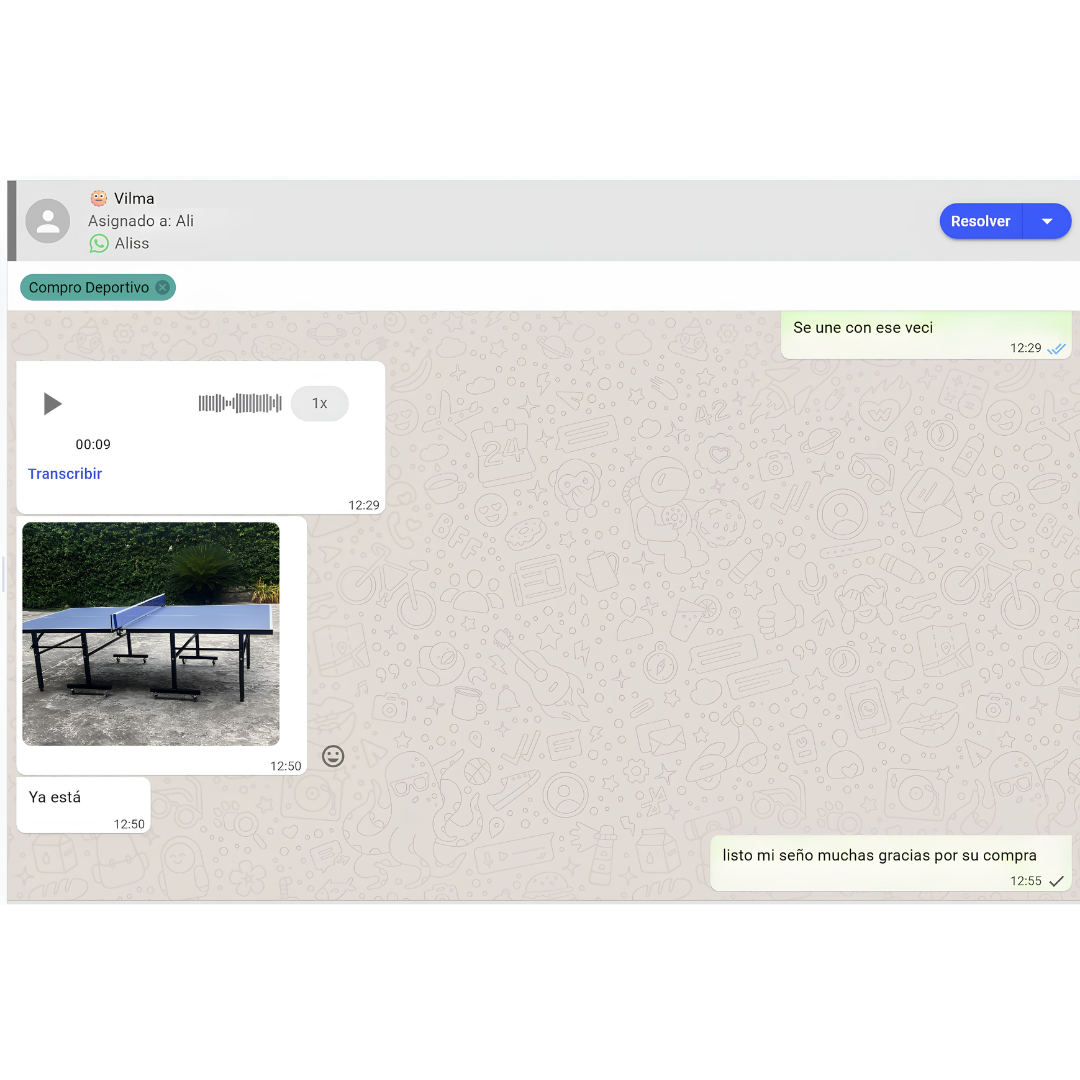 Entrega real confirmada mediante WhatsApp