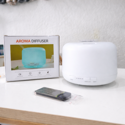 Humidificador 500 ml Para Aromaterapia Con Luz LED Y Control Remoto – Difusor Ultrasónico Silencioso Para Hogar