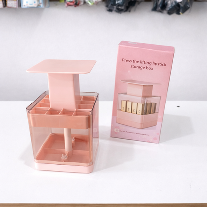 Caja Organizadora De Labiales Con Tapa Automática – Capacidad Para 12 Unidades, Acrílico Transparente
