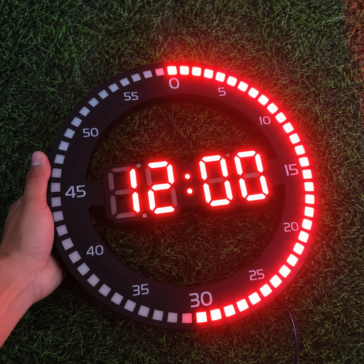 Reloj Digital Redondo LED 3D De Pared O Escritorio – Pantalla Grande Con Hora, Fecha Y Alarma