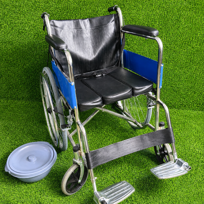 Silla De Ruedas Inodoro Plegable – Estructura De Acero Reforzado Con Posapiés Desmontables Y Bidet Extraíble