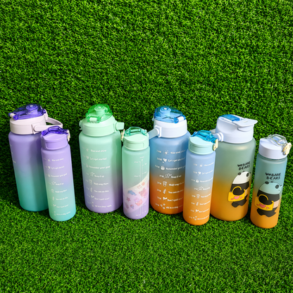 Tomatodo 2 En 1 De 1000ml Y 2000ml Con Asa Y Tapa Antigoteo – Set De Dos Botellas Con Stickers 2D 3D